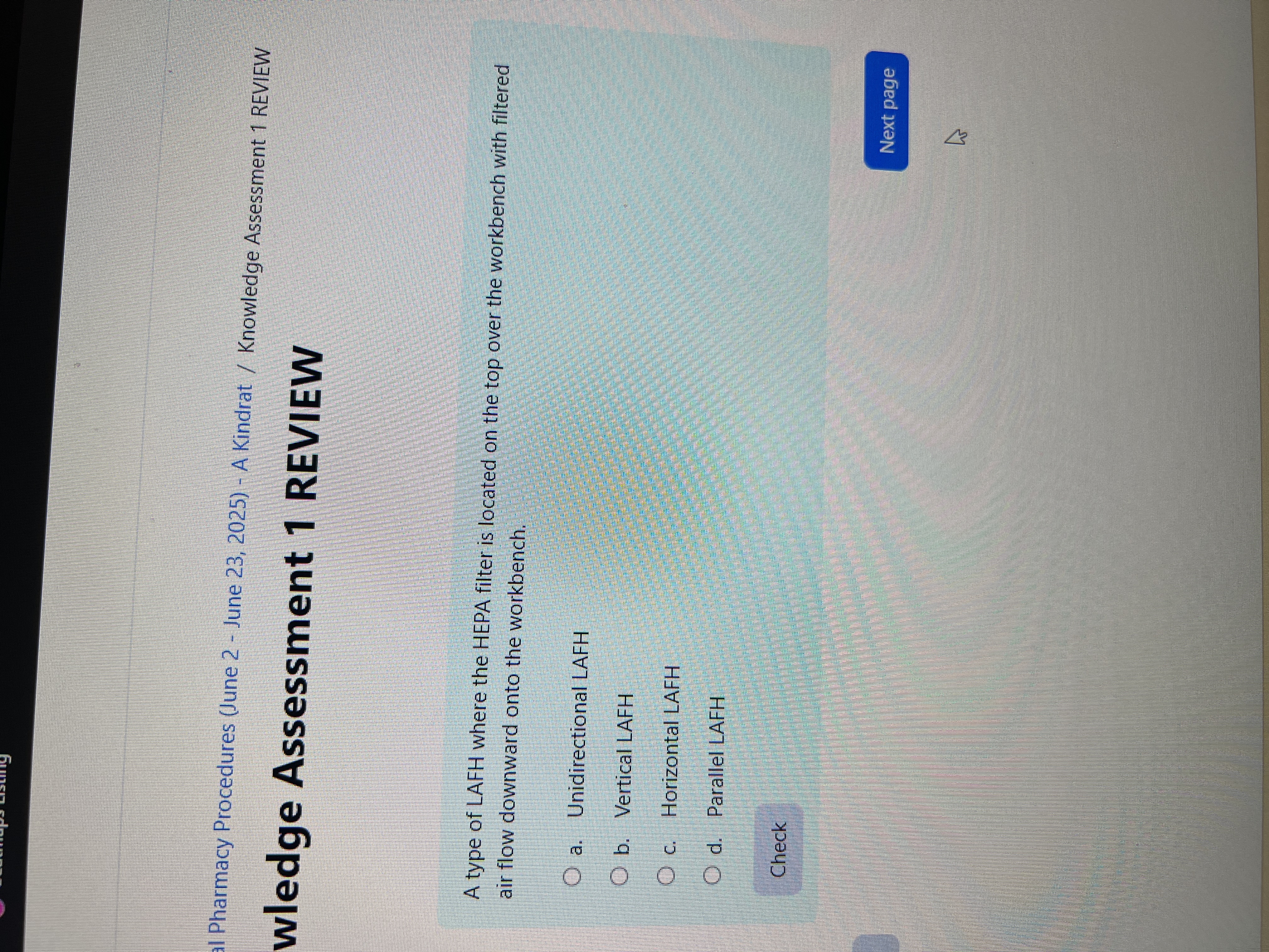 Answer al Pharmacy Procedures (June 2 - June 23,