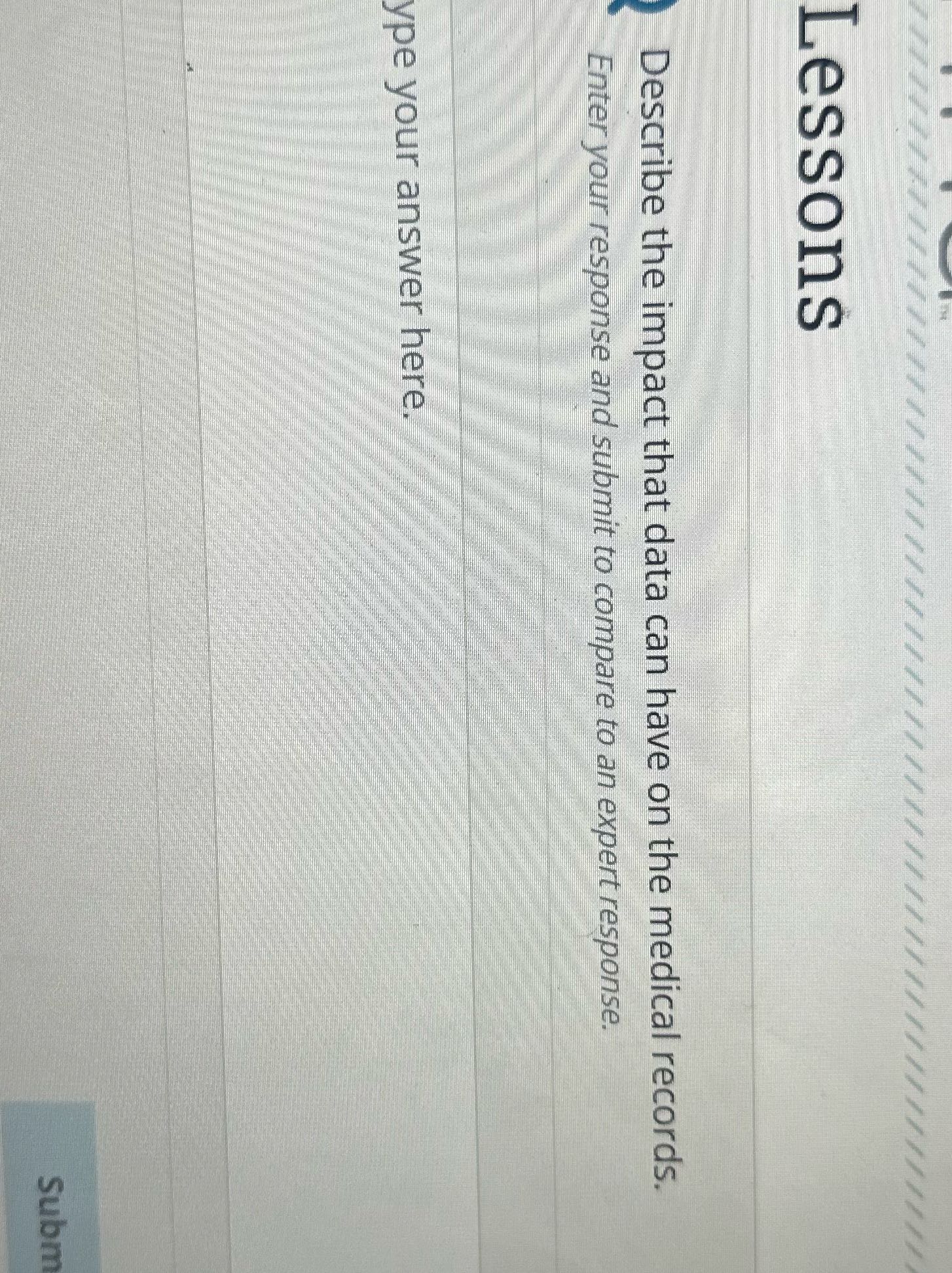 Lessons Describe the impact that data can have on