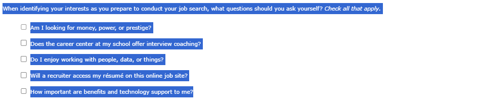 solve When identifying your interests as you