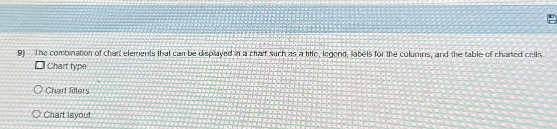 9) The combination of chart elements that can be