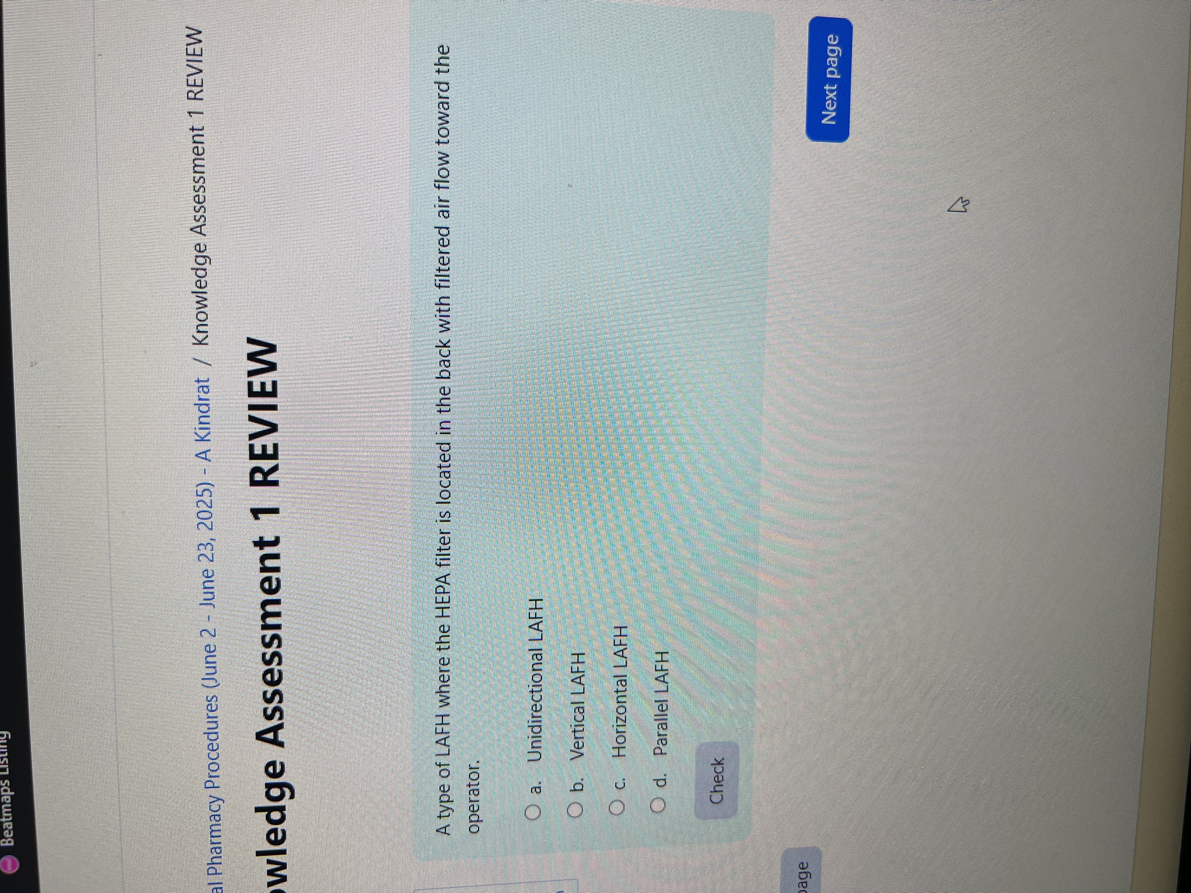 Correct answer Beatmaps Listin al Pharmacy