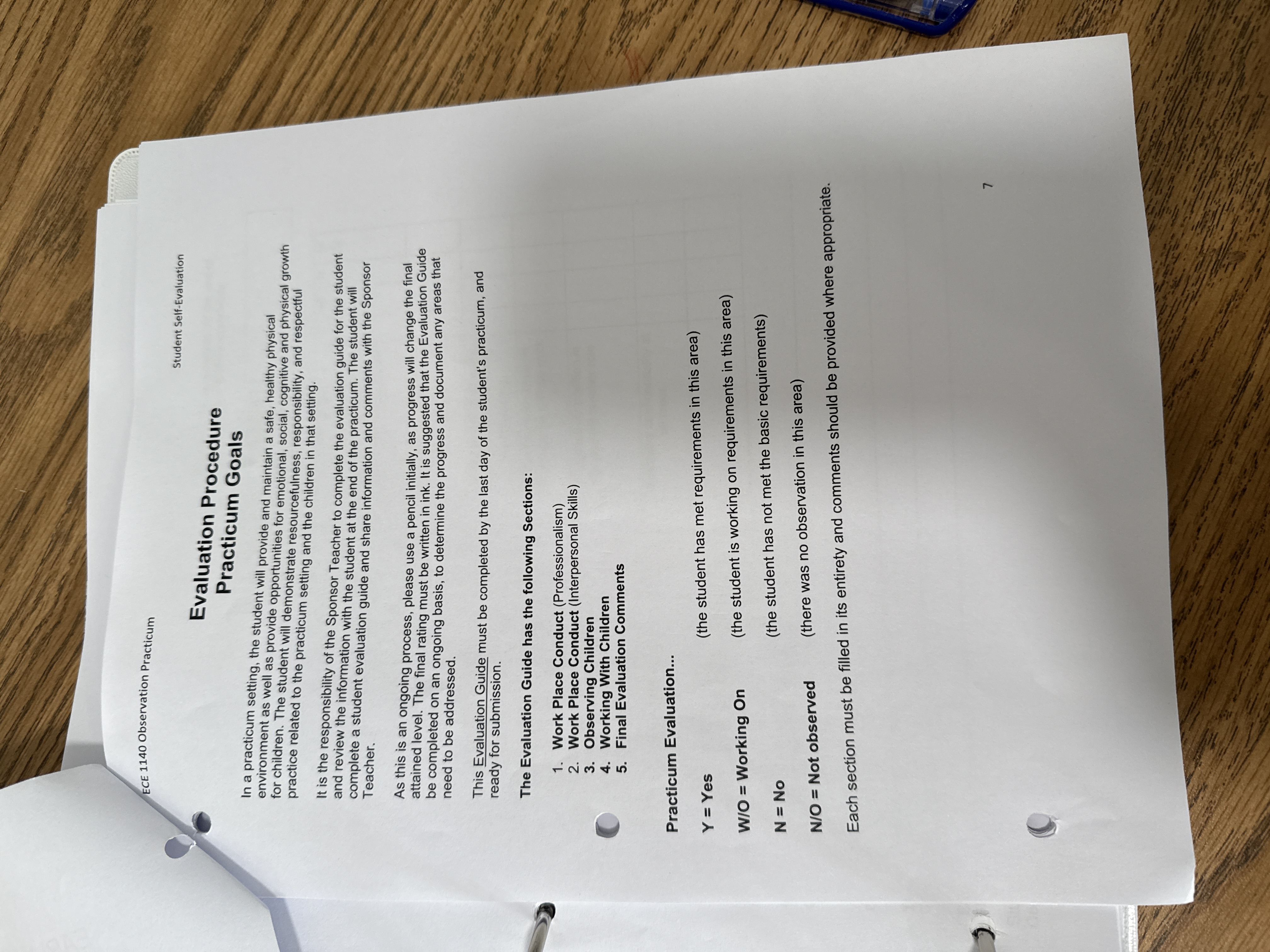 ECE 1140 Observation Practicum Student