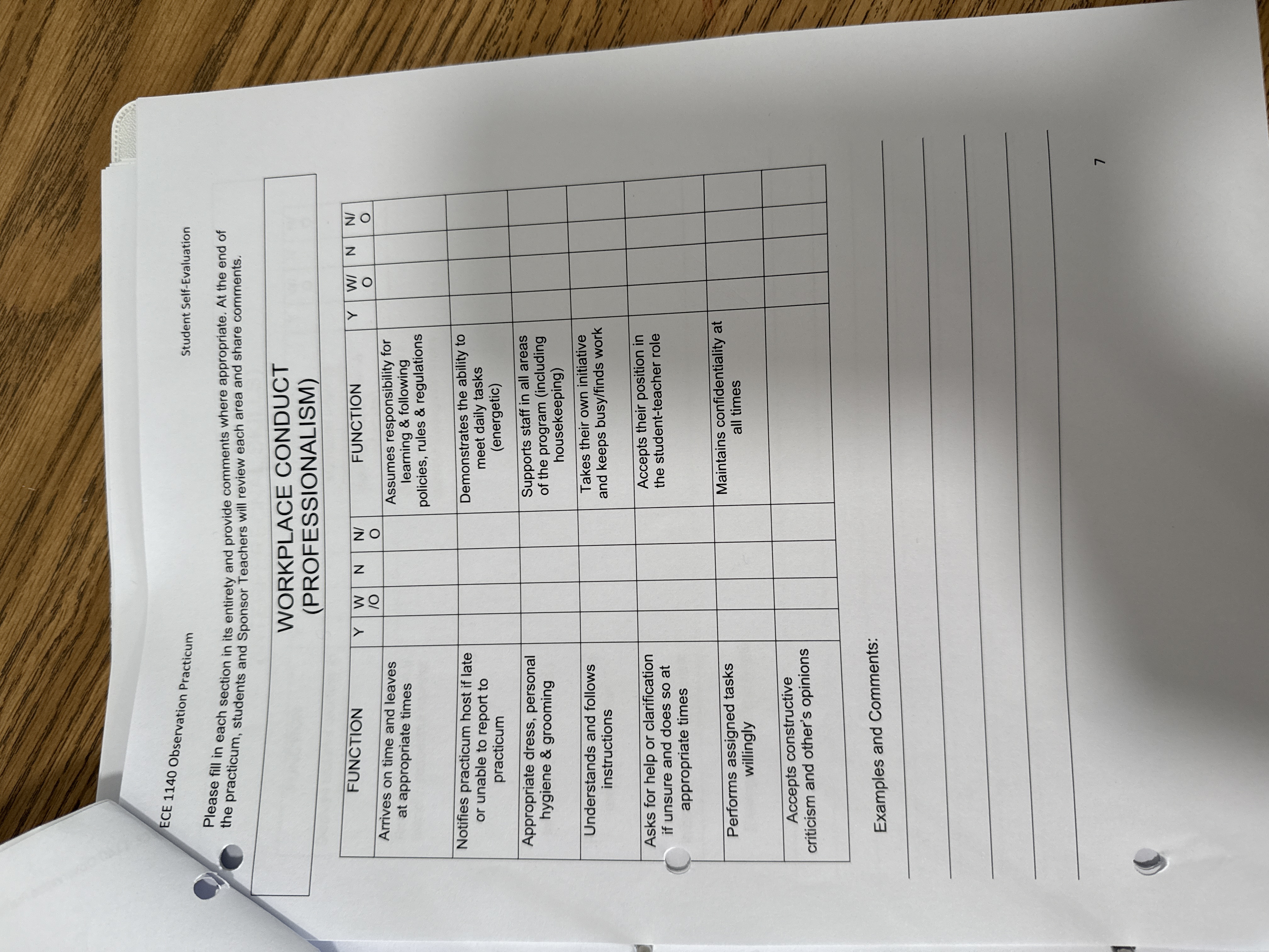 ECE 1140 Observation Practicum Student