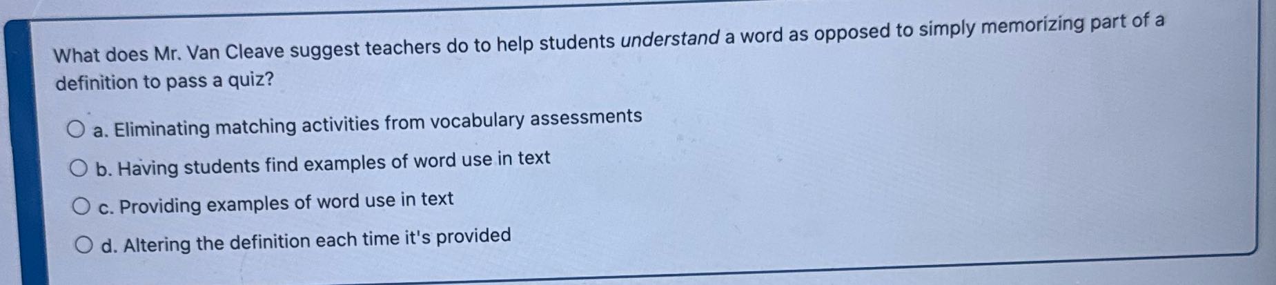 What does Mr. Van Cleave suggest teachers do to