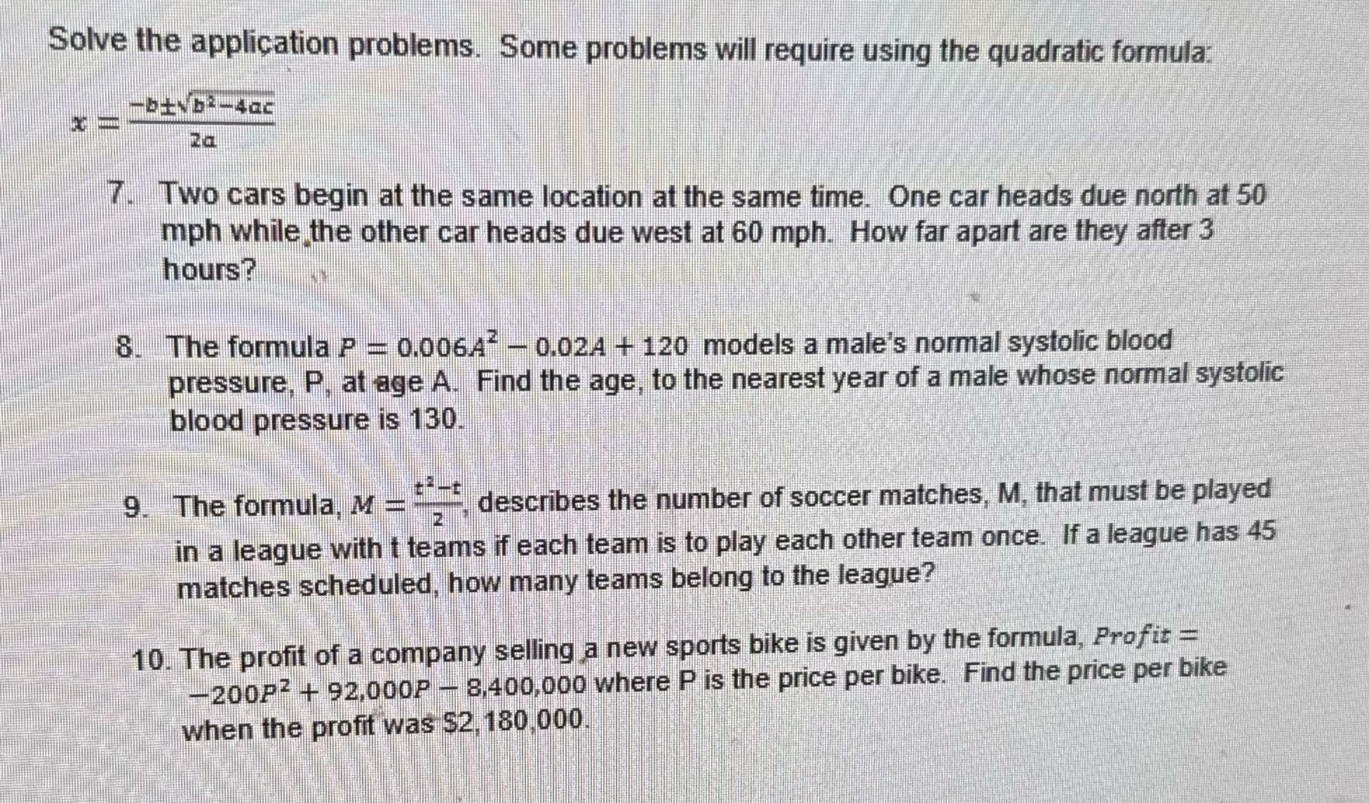 Solve the application problems. Some problems