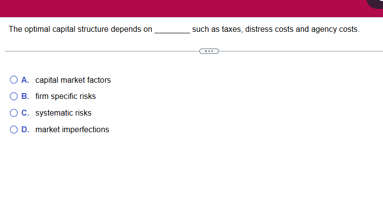 answer The optimal capital structure depends on