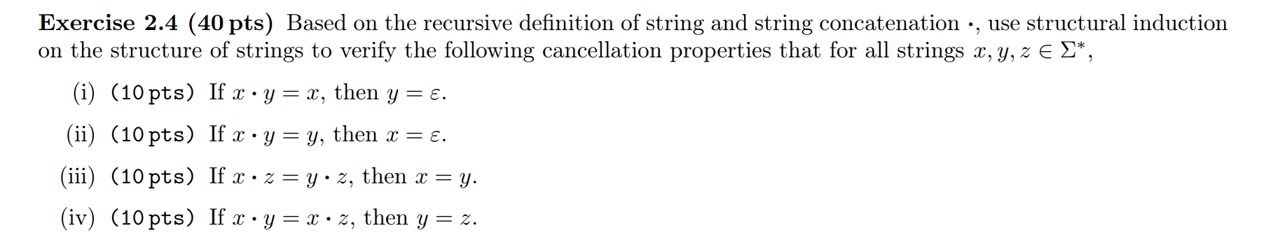 Exercise 2.4 (40 pts) Based on the recursive