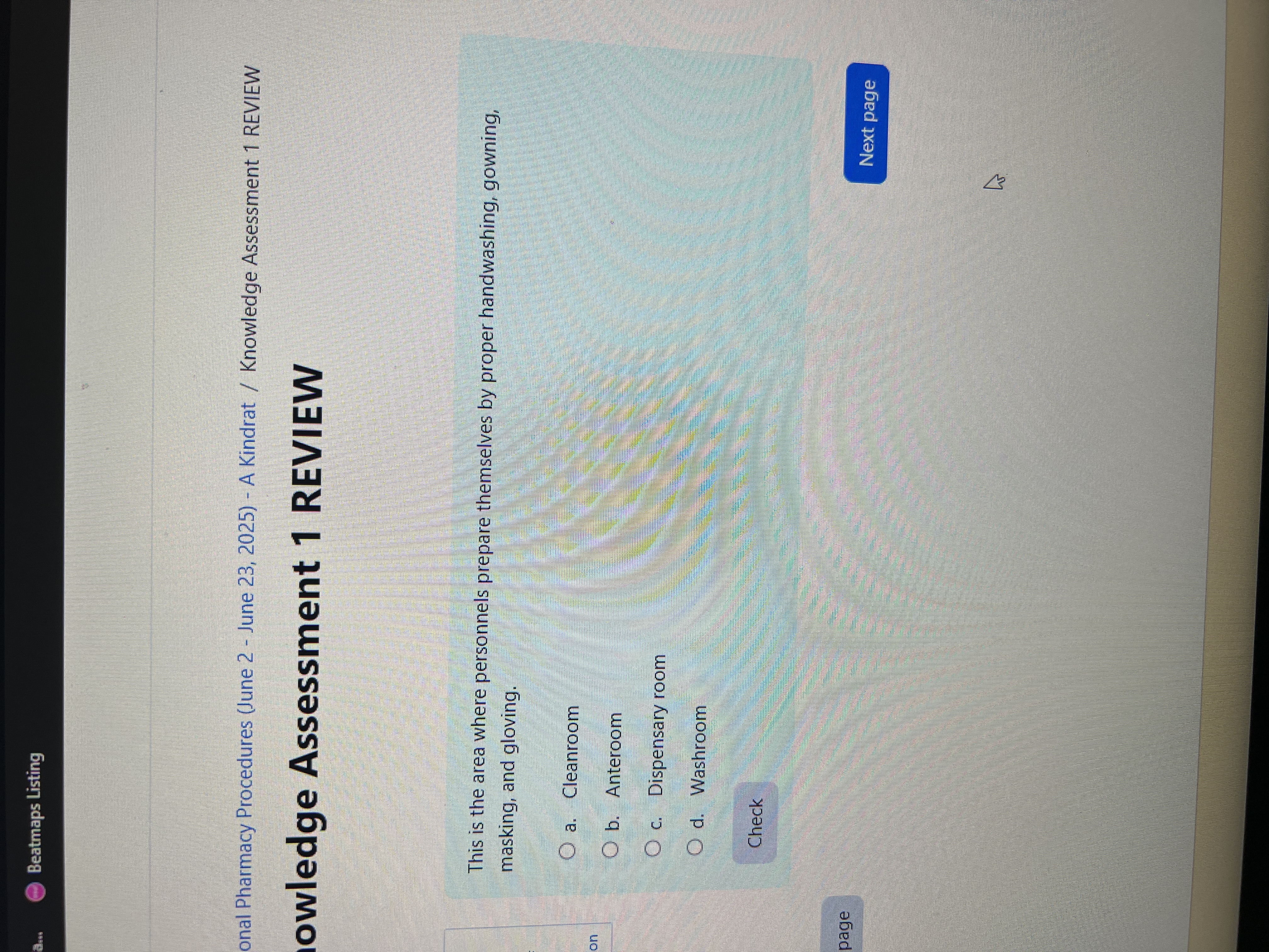 Answer Beatmaps Listing onal Pharmacy Procedures