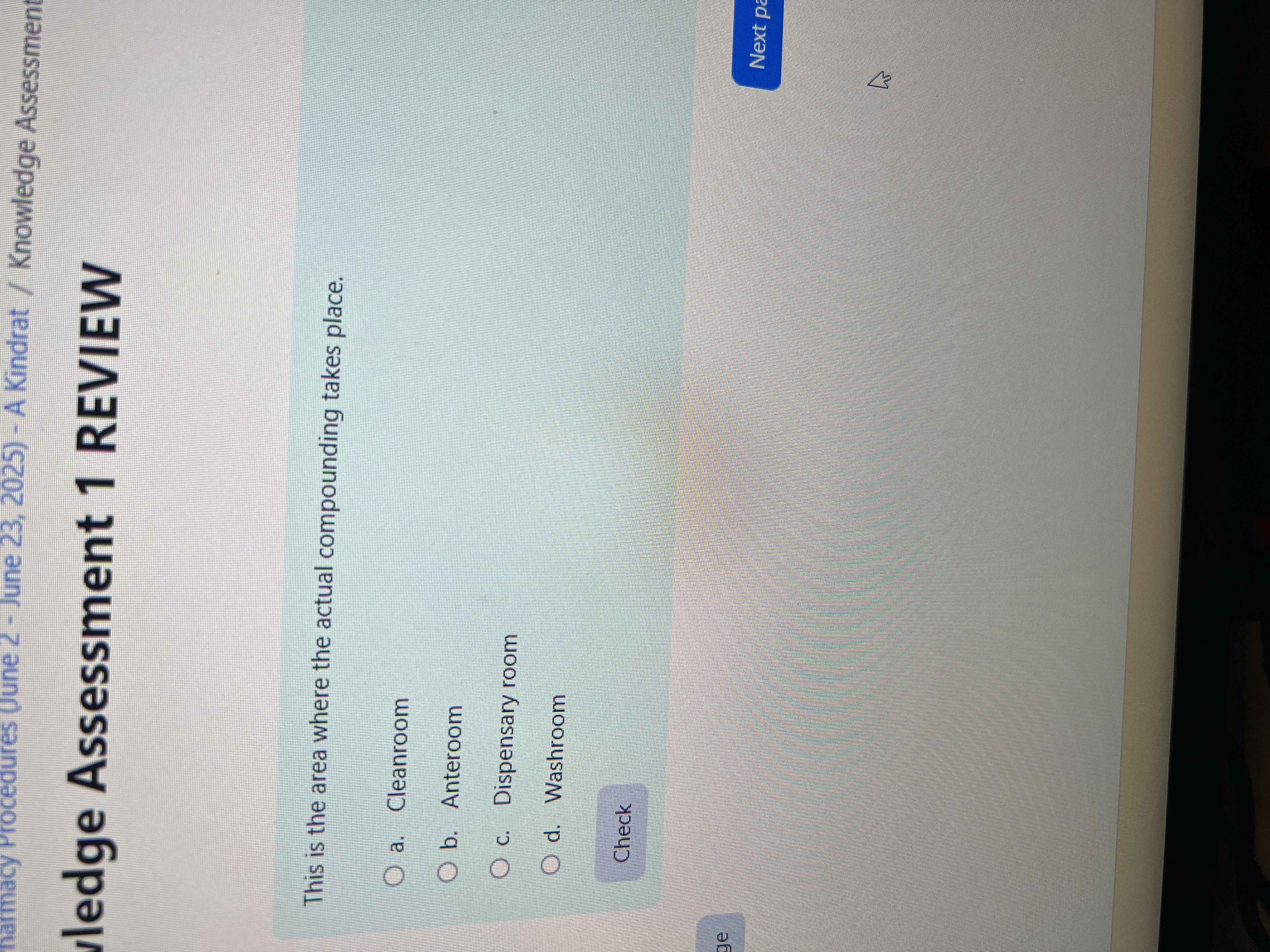 Answer harmacy Procedures June 2 - June 23, 2025)