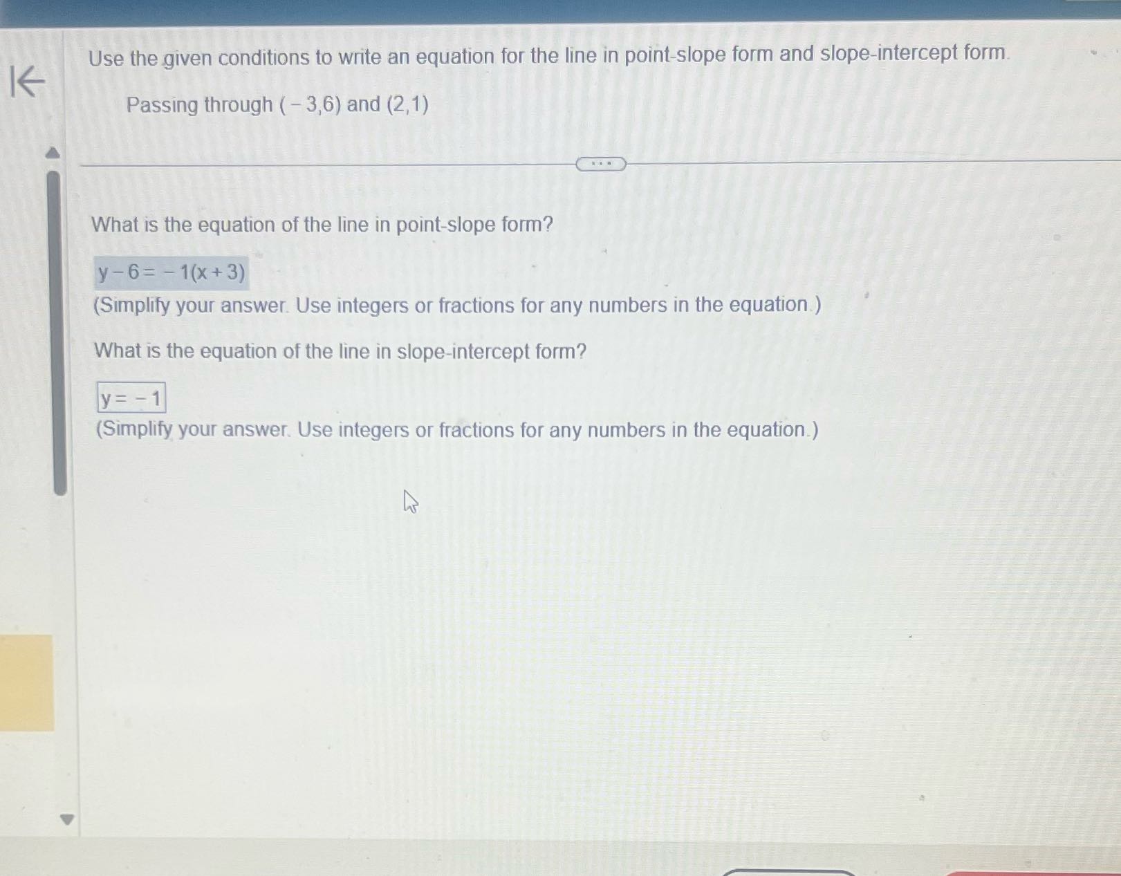 . Use the given conditions to write an equation
