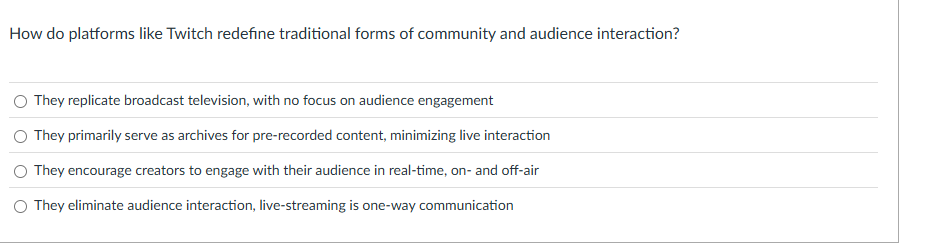 answer How do platforms like Twitch redefine