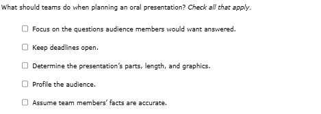 solve What should teams do when planning an oral