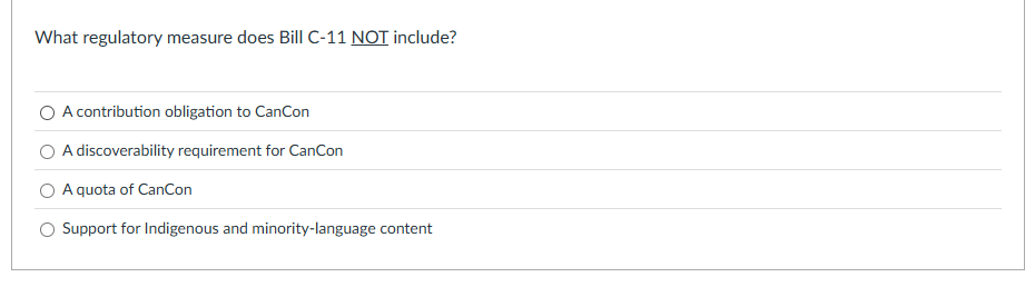 answer What regulatory measure does Bill C-11 NOT