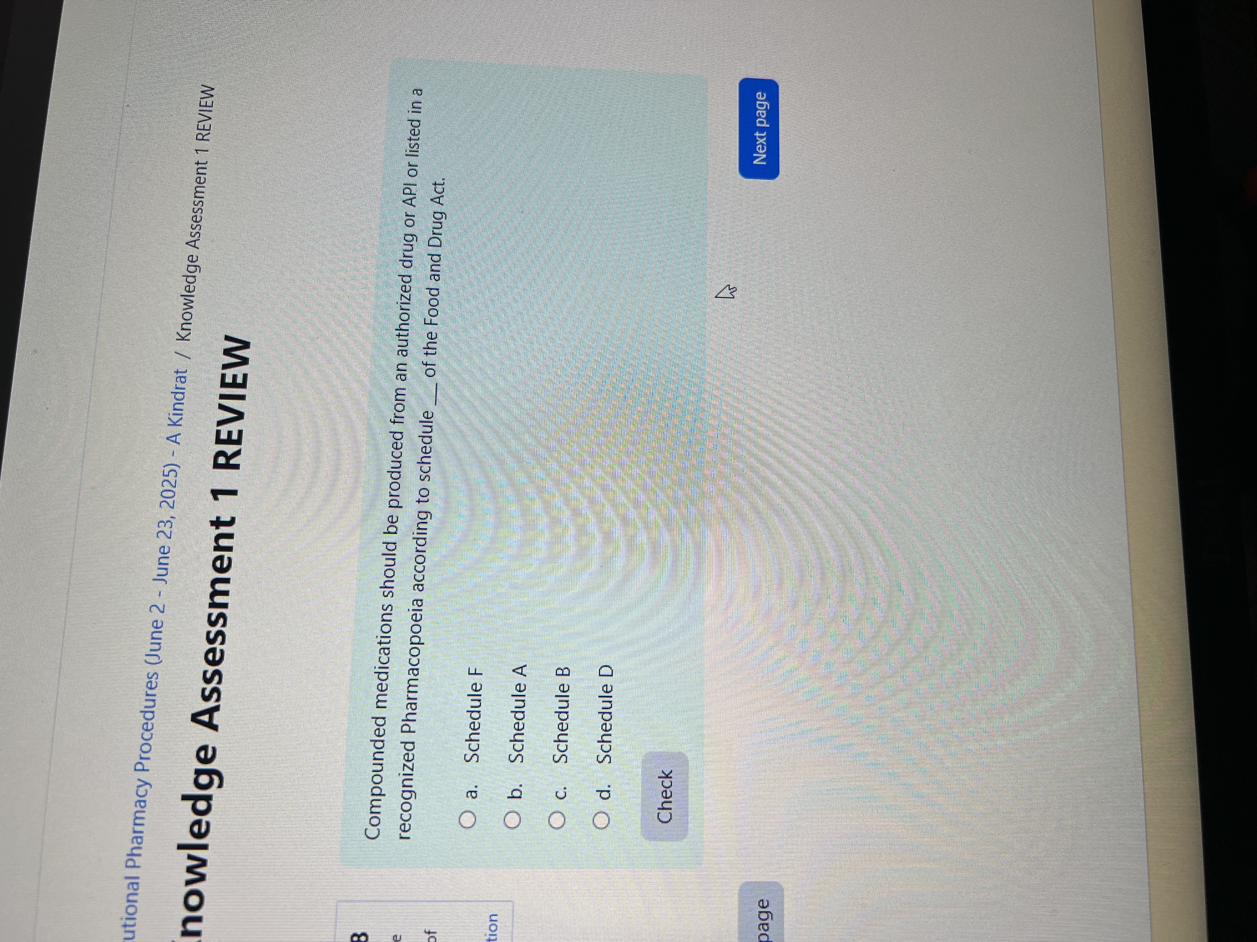 Answer utional Pharmacy Procedures (June 2 - June