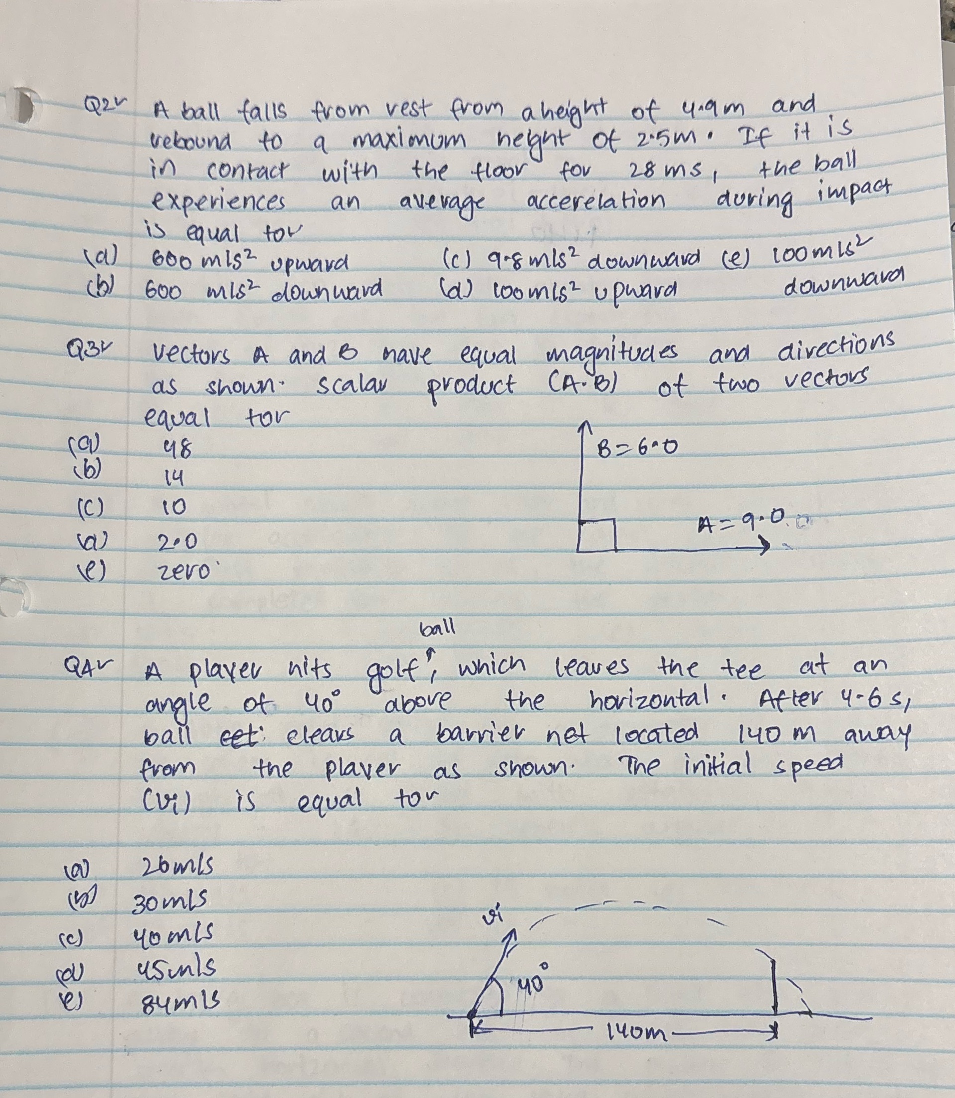 Urgent help Q2" A ball falls from rest from a