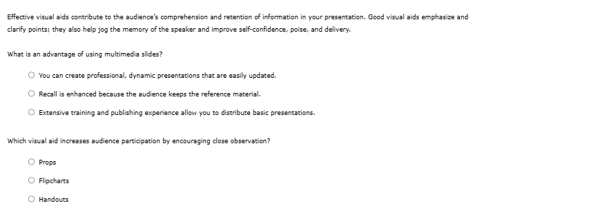 solve Effective visual aids contribute te the