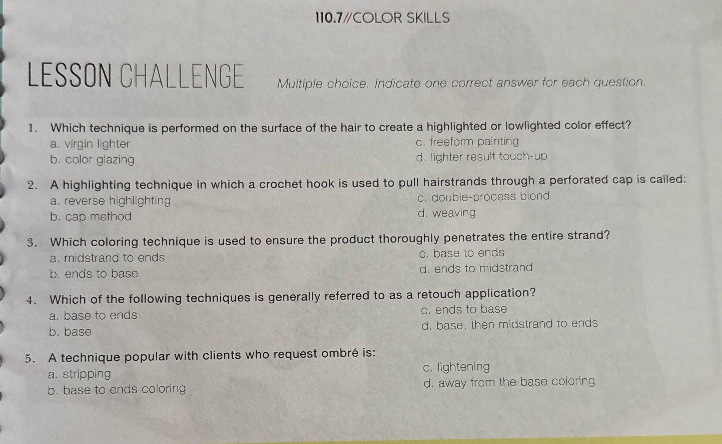 110.7//COLOR SKILLS LESSON CHALLENGE Multiple