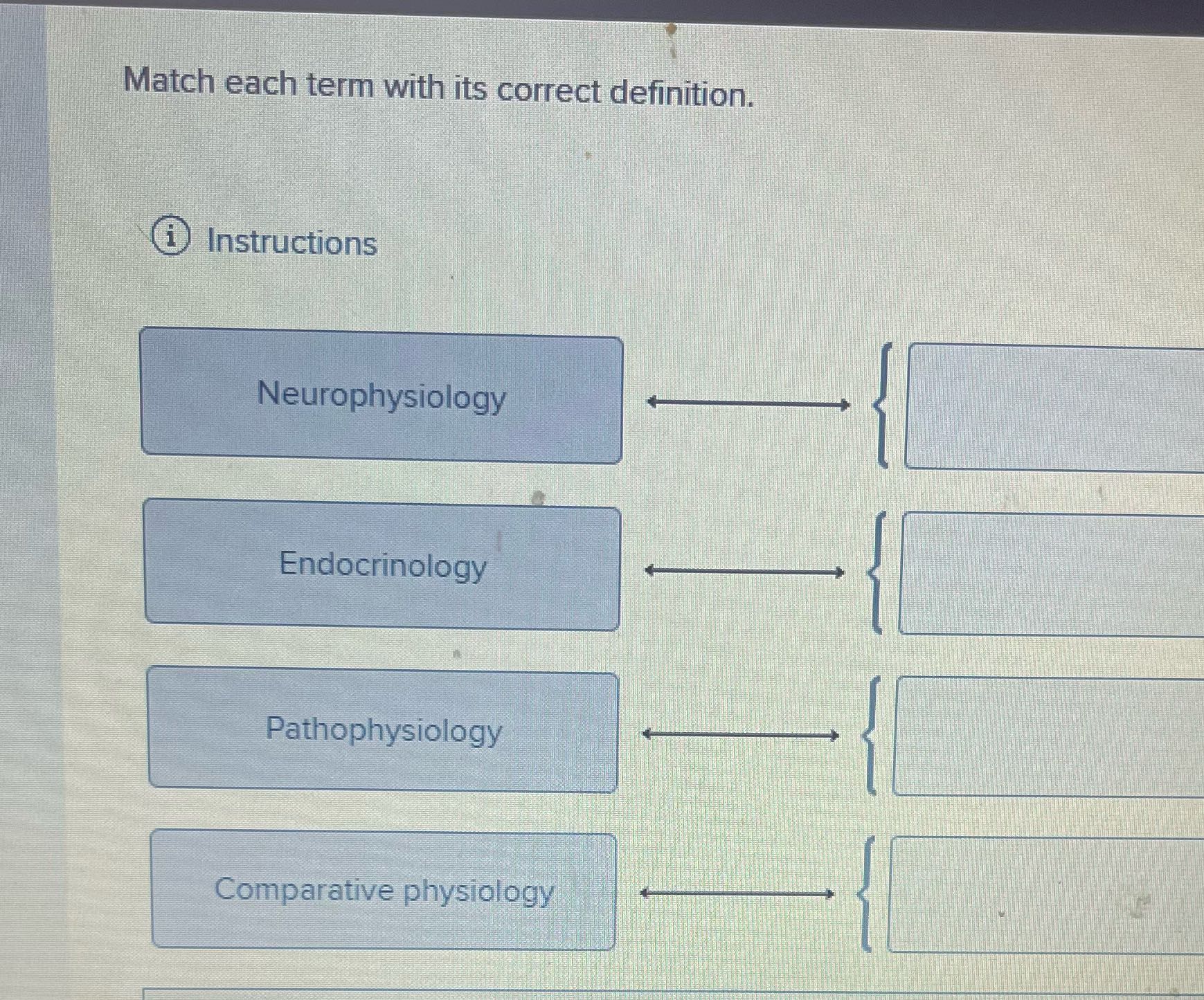 Match each term with its correct definition. i