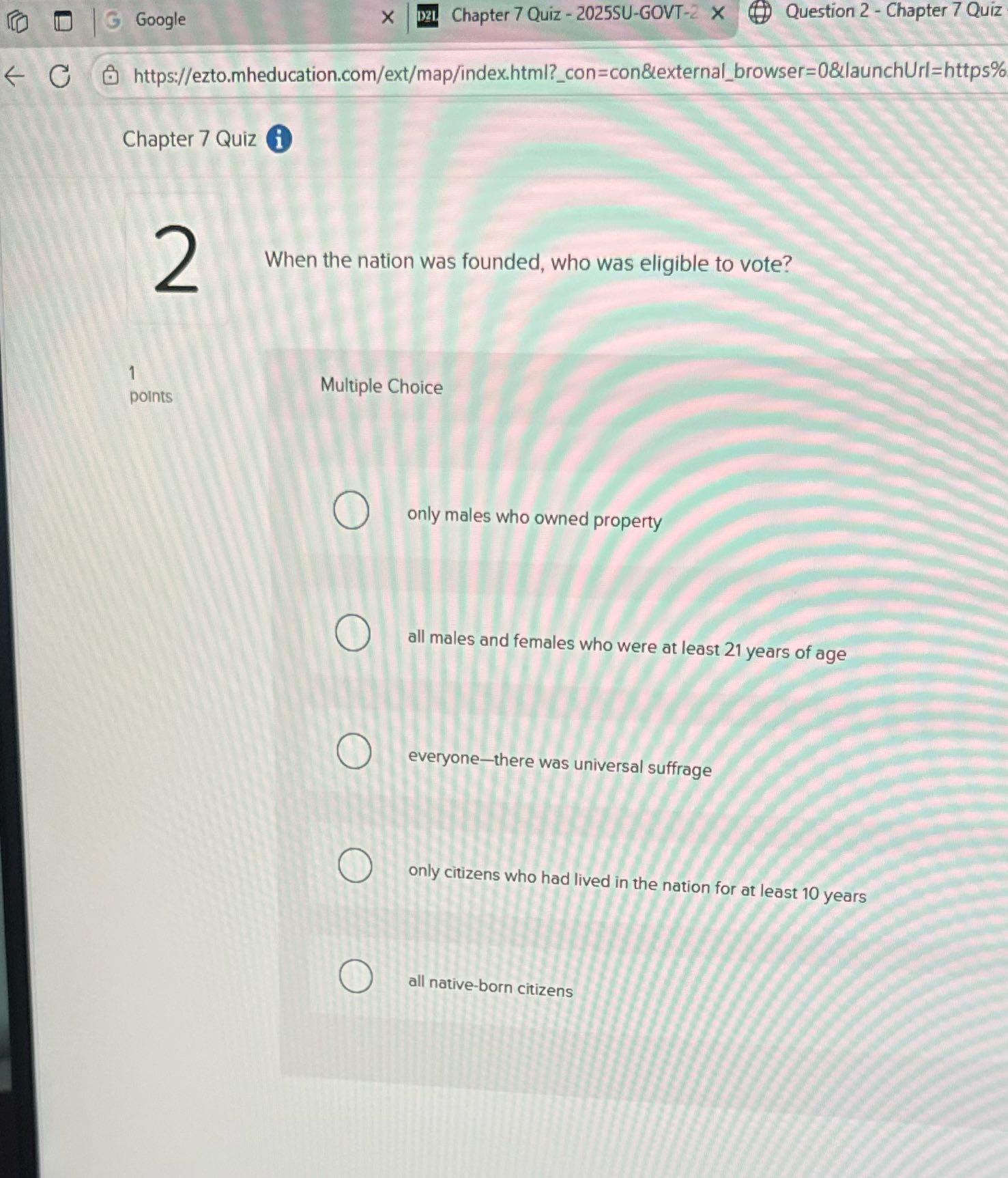 ce C I a te Quiz: Chapter 7 Quiz ) ) When the