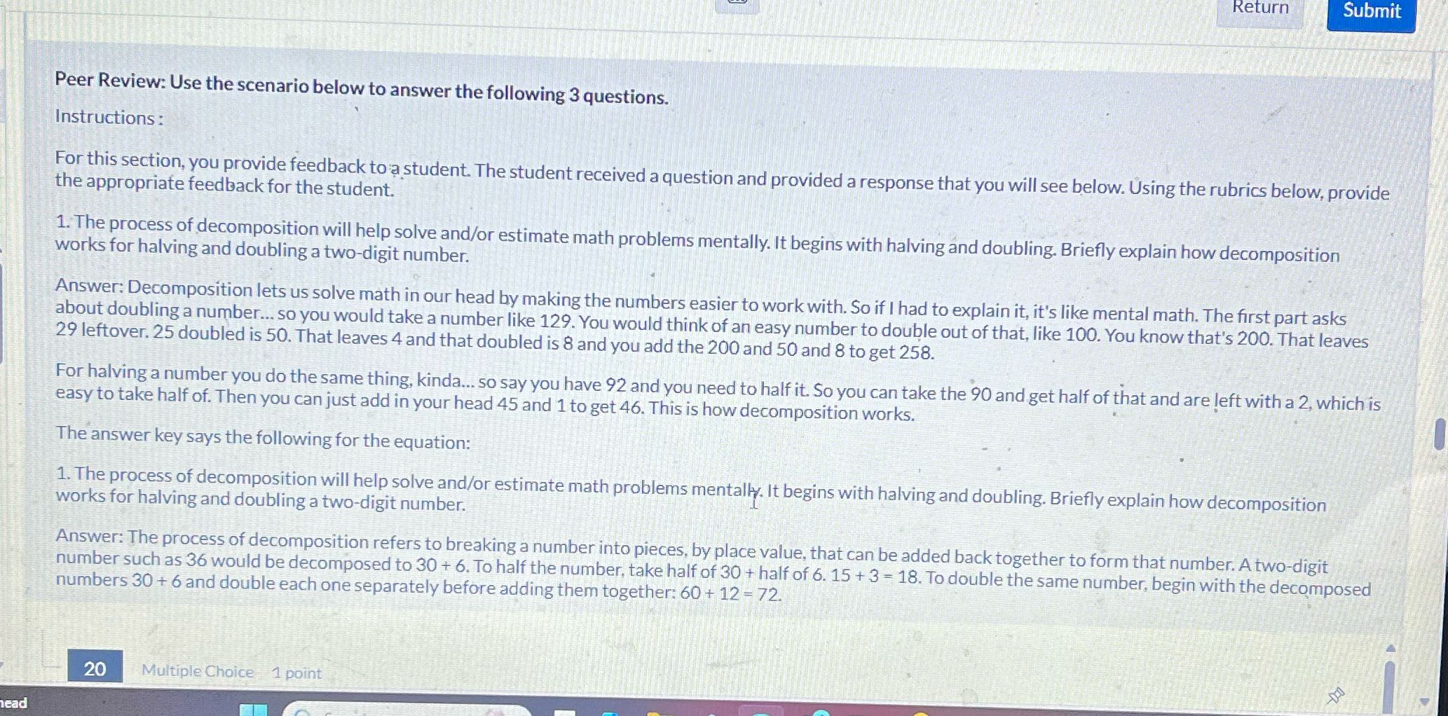 Return Submit Peer Review: Use the scenario below