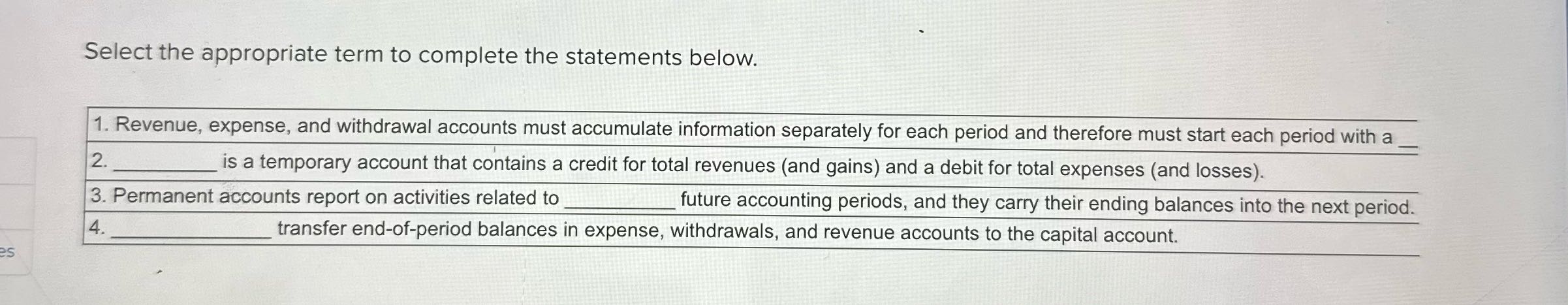 Select the appropriate term to complete the