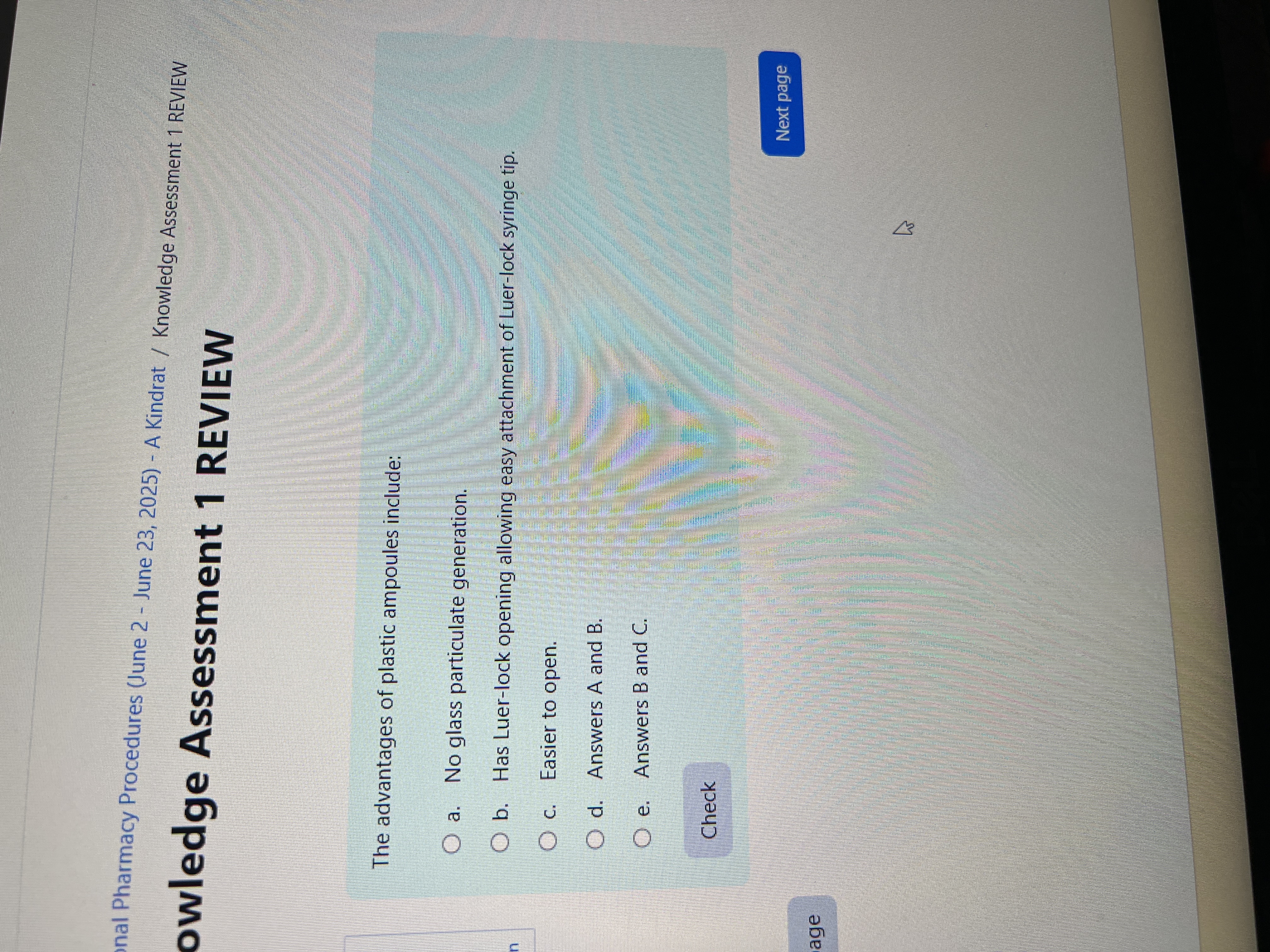 Answer nal Pharmacy Procedures (June 2 - June 23,