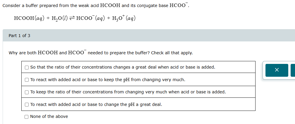 . Consider a buffer prepared from the weak acid