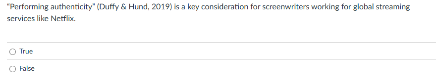 answer "Performing authenticity" (Duffy & Hund,