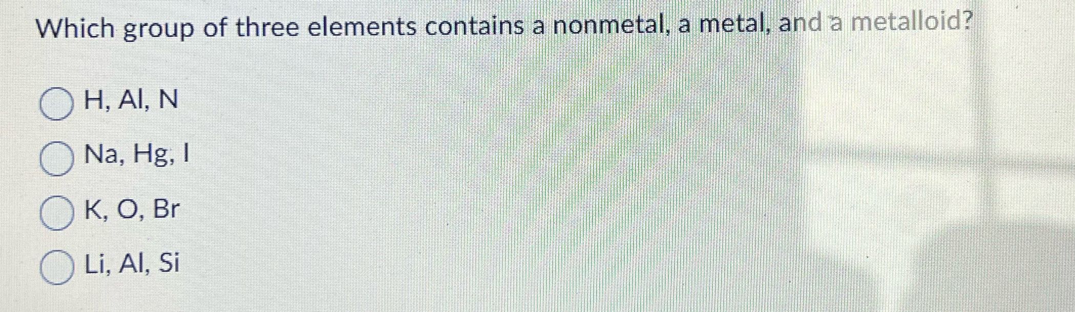 Which group of three elements contains a