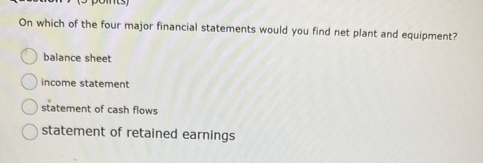 PORTLS) On which of the four major financial