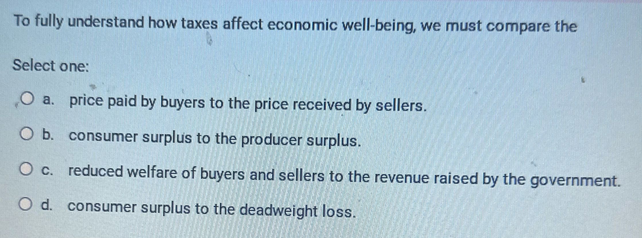 To fully understand how taxes affect economic