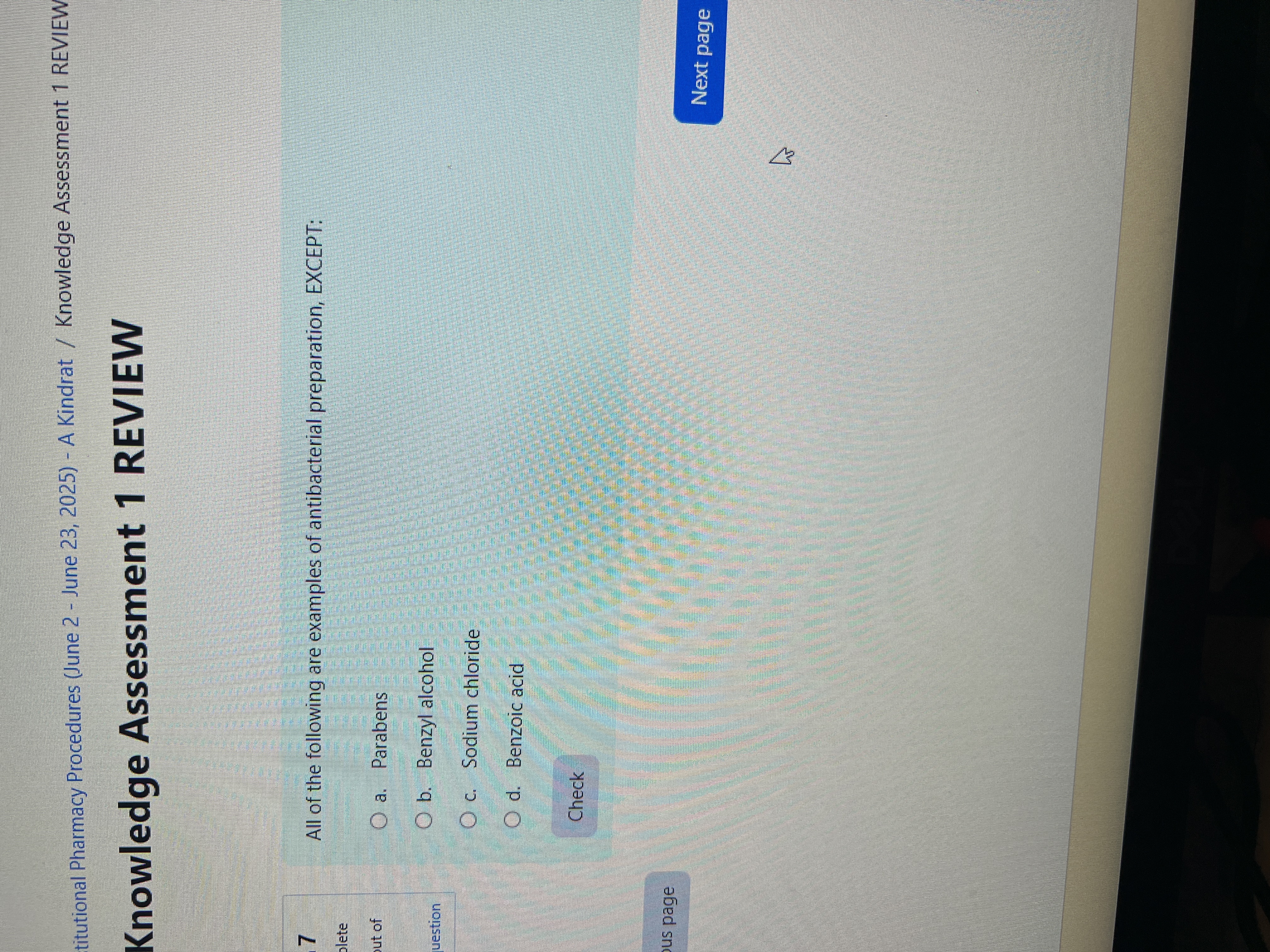 Answer titutional Pharmacy Procedures (June 2 -