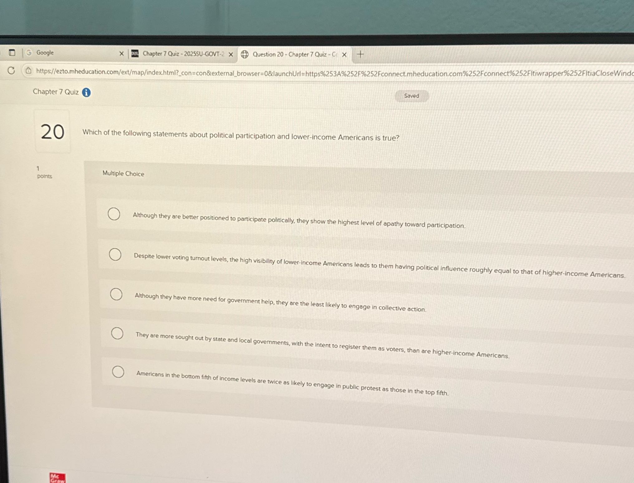 X D21. Chapter 7 Quiz - 2025SU-GOVT-2 x @