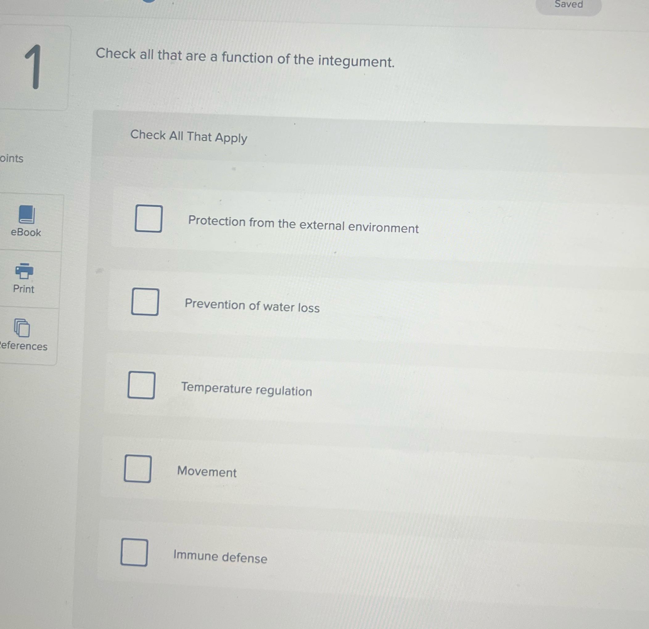 Saved Check all that are a function of the