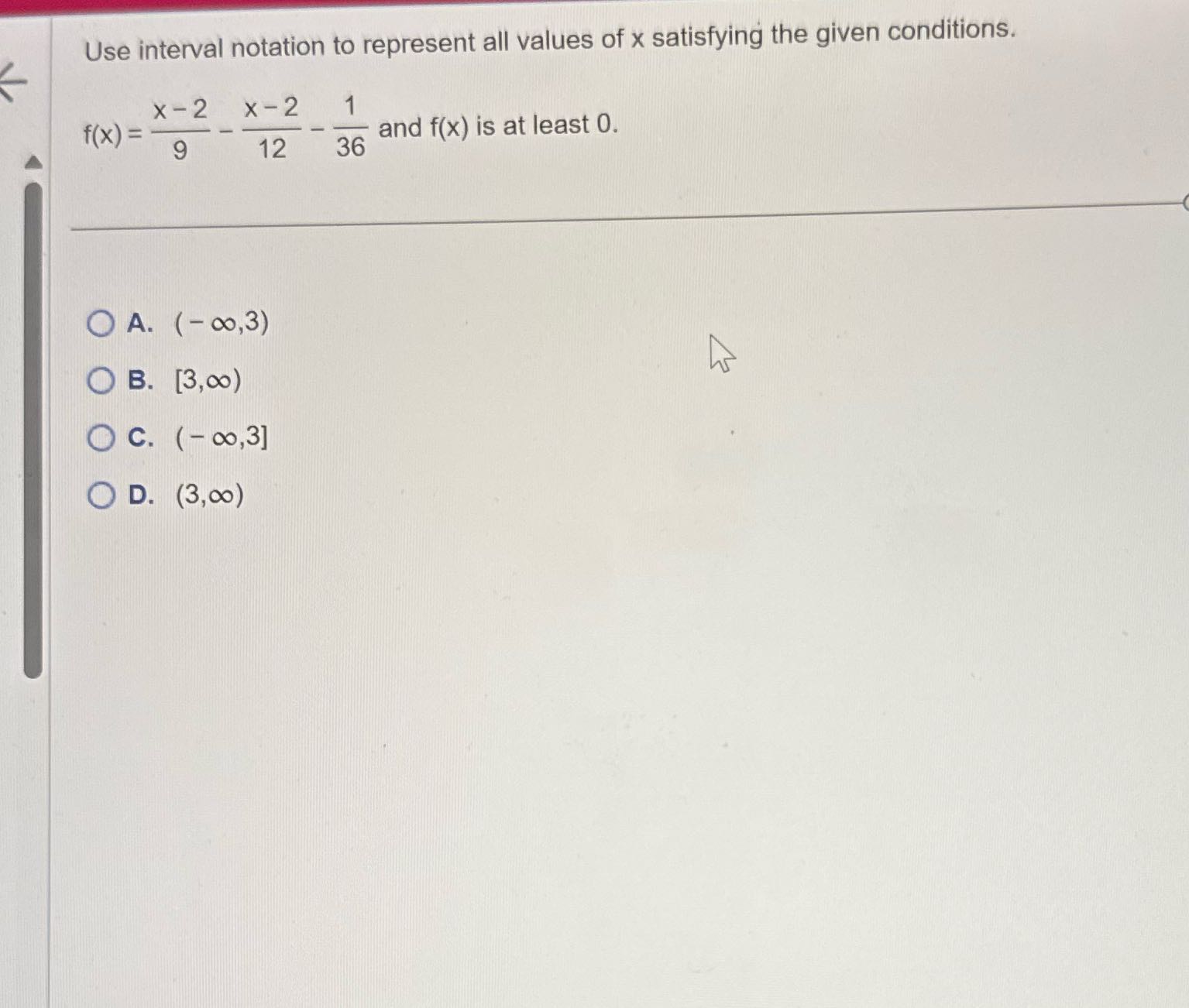 Solve Use interval notation to represent all