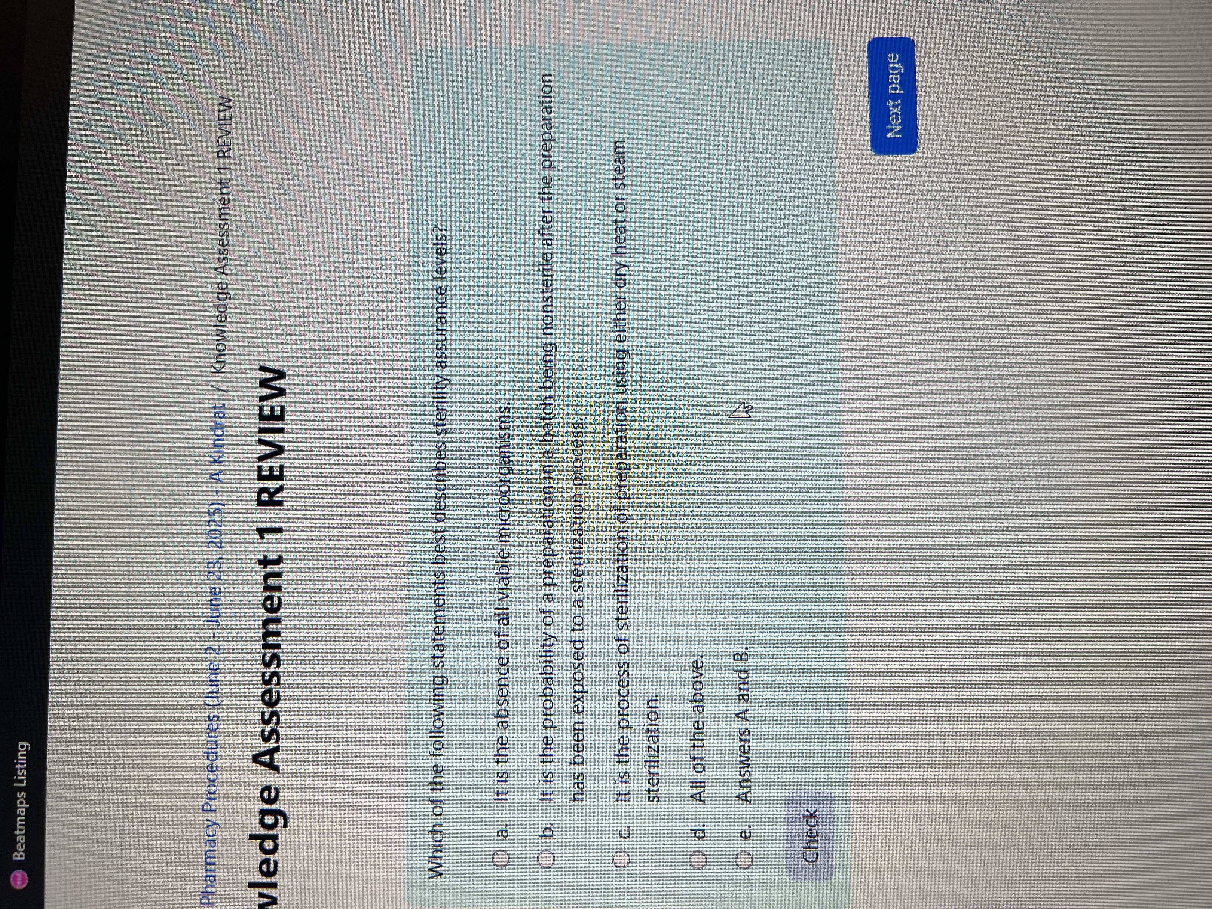 Answer Beatmaps Listing Pharmacy Procedures (June