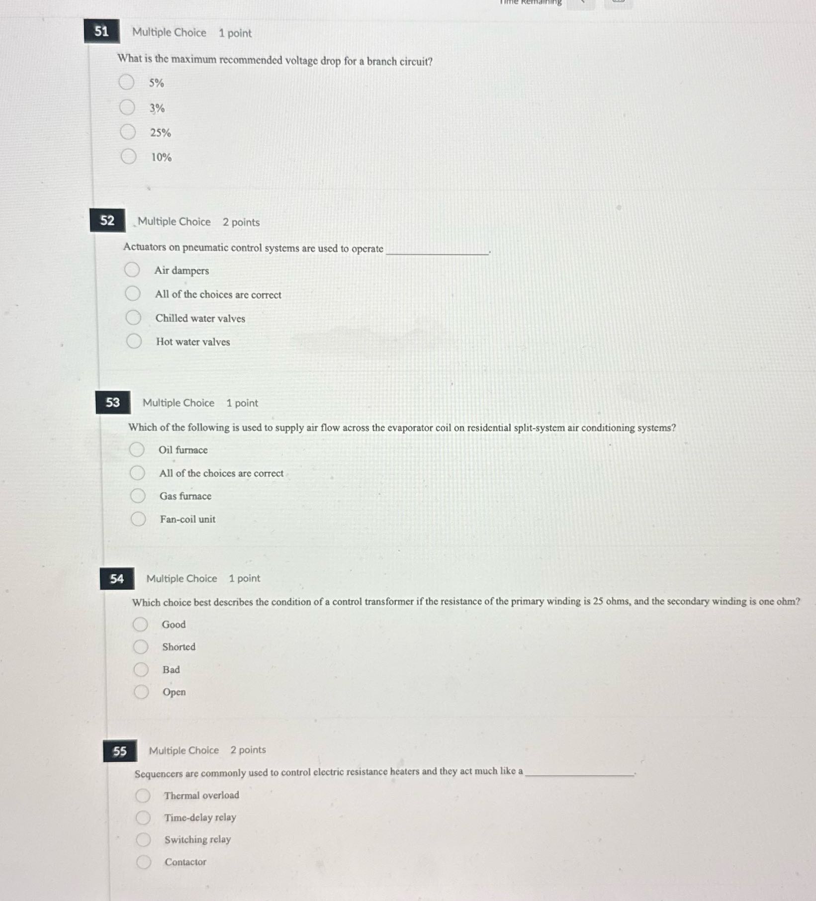 51 Multiple Choice 1 point What is the maximum