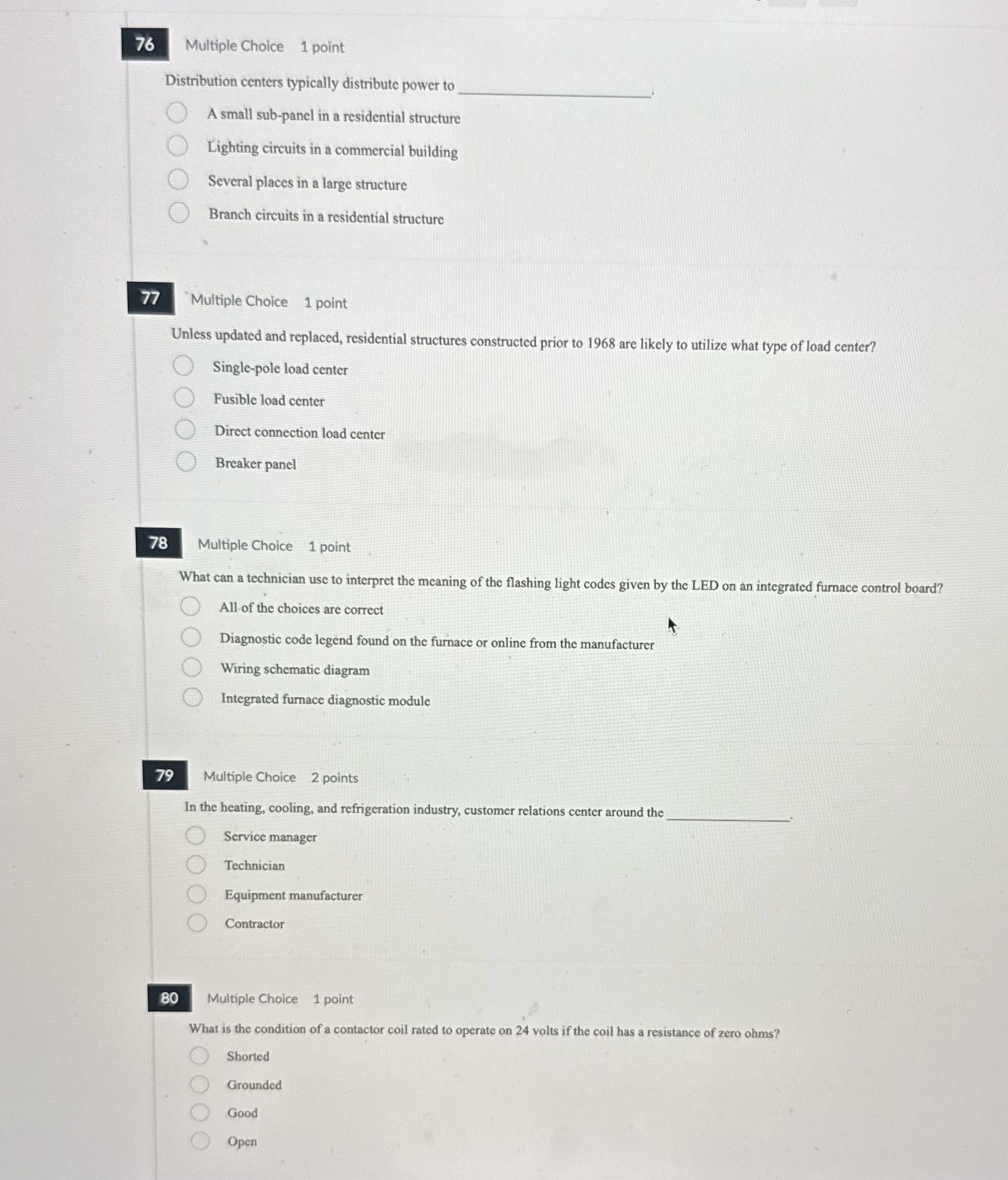 76 Multiple Choice 1 point Distribution centers