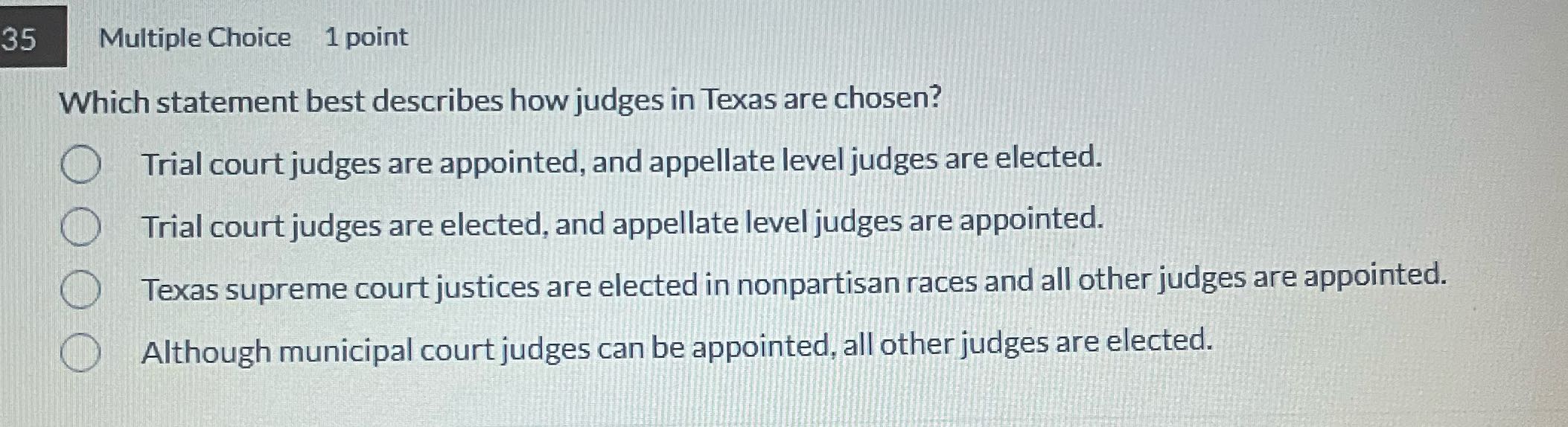 35 Multiple Choice 1 point Which statement best