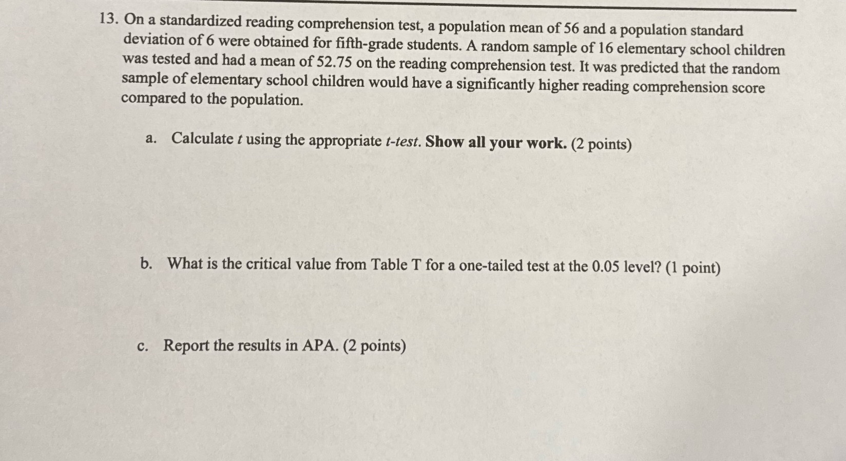 Solve 13. On a standardized reading comprehension