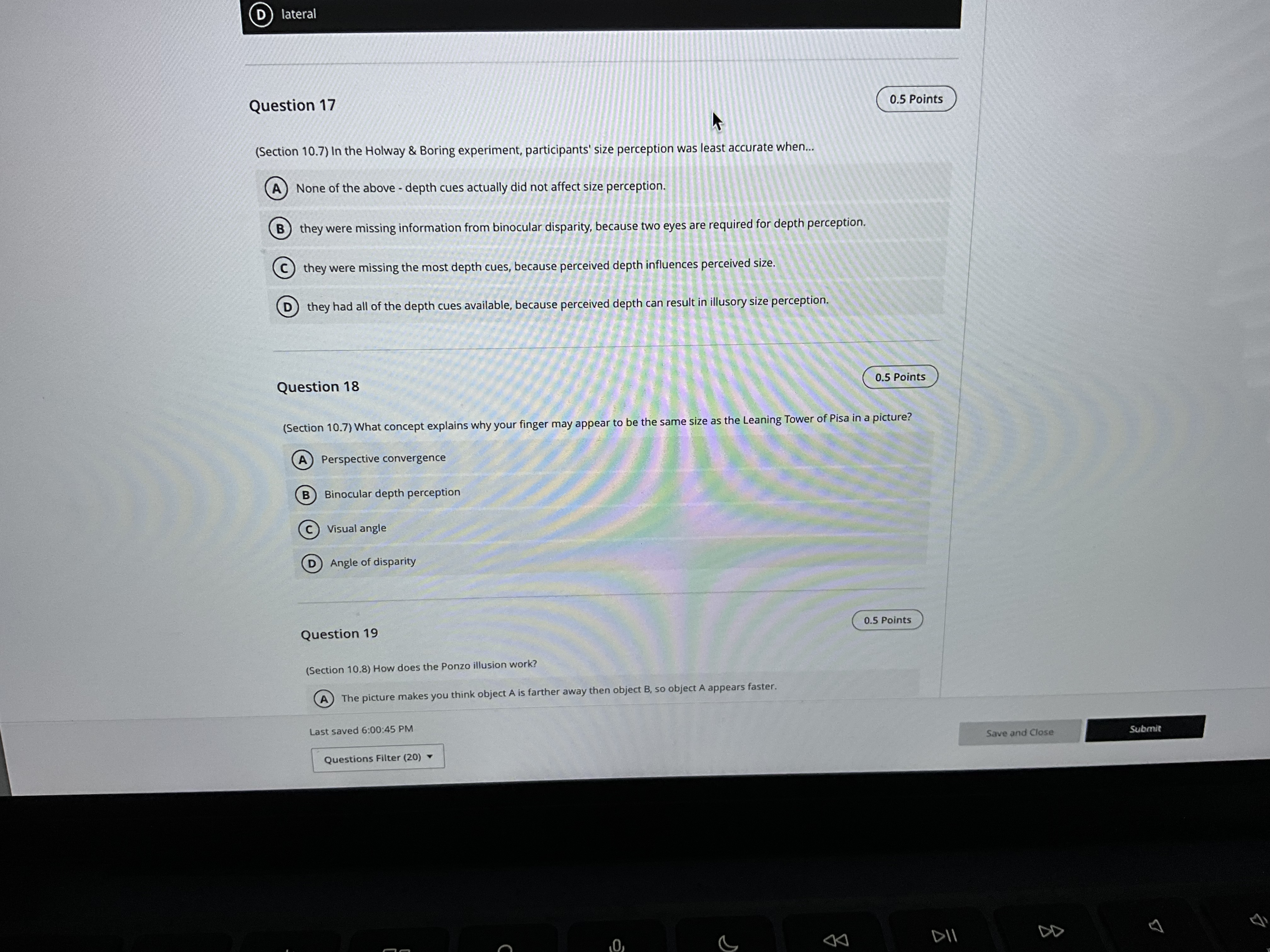 Answer Question 17 (Section 10.7) In the Holway &