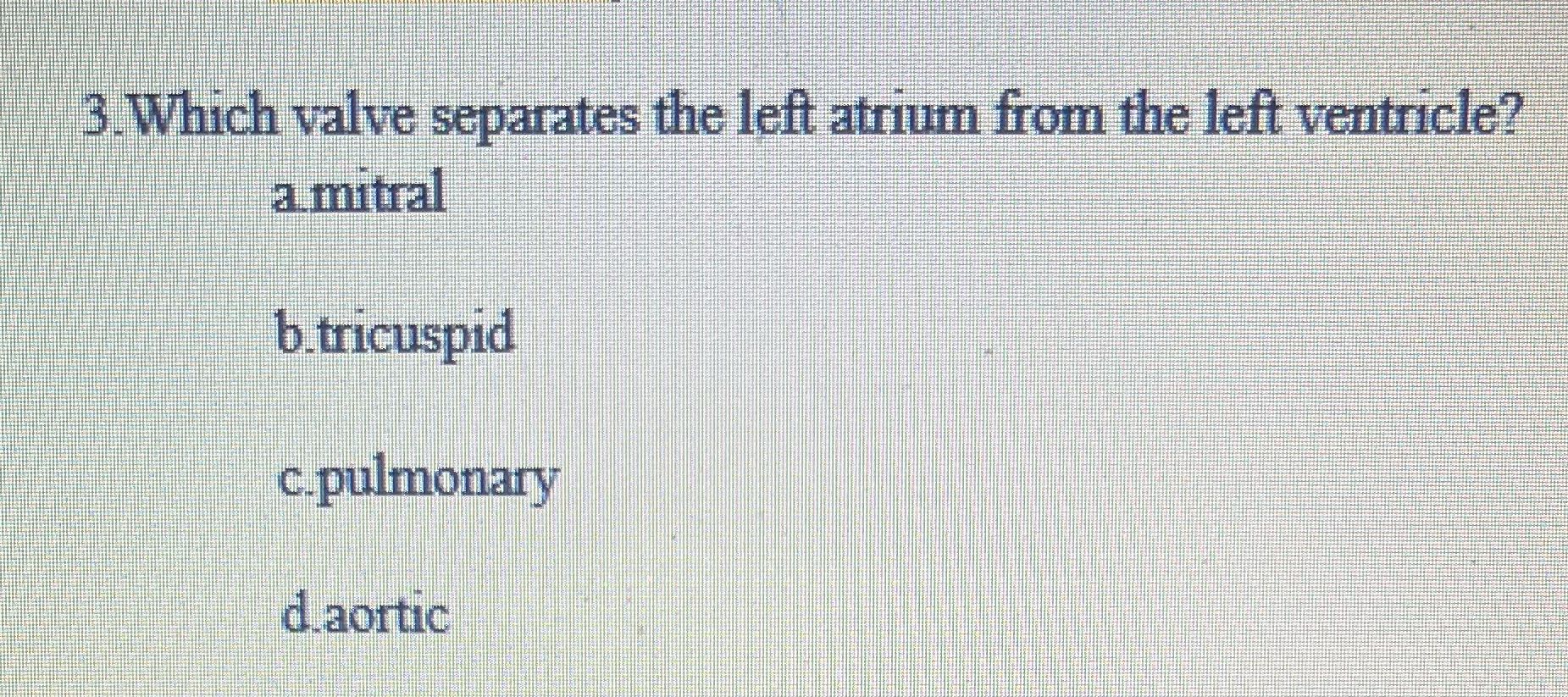 3. Which valve separates the left atrium from the
