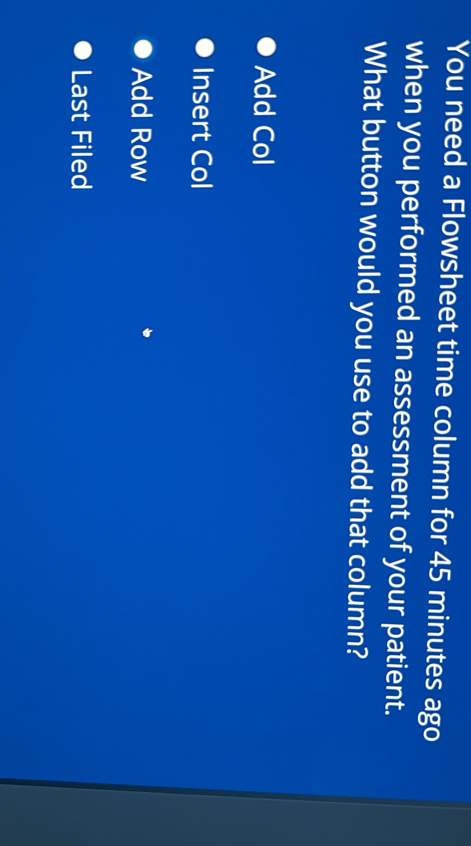 You need a Flowsheet time column for 45 minutes