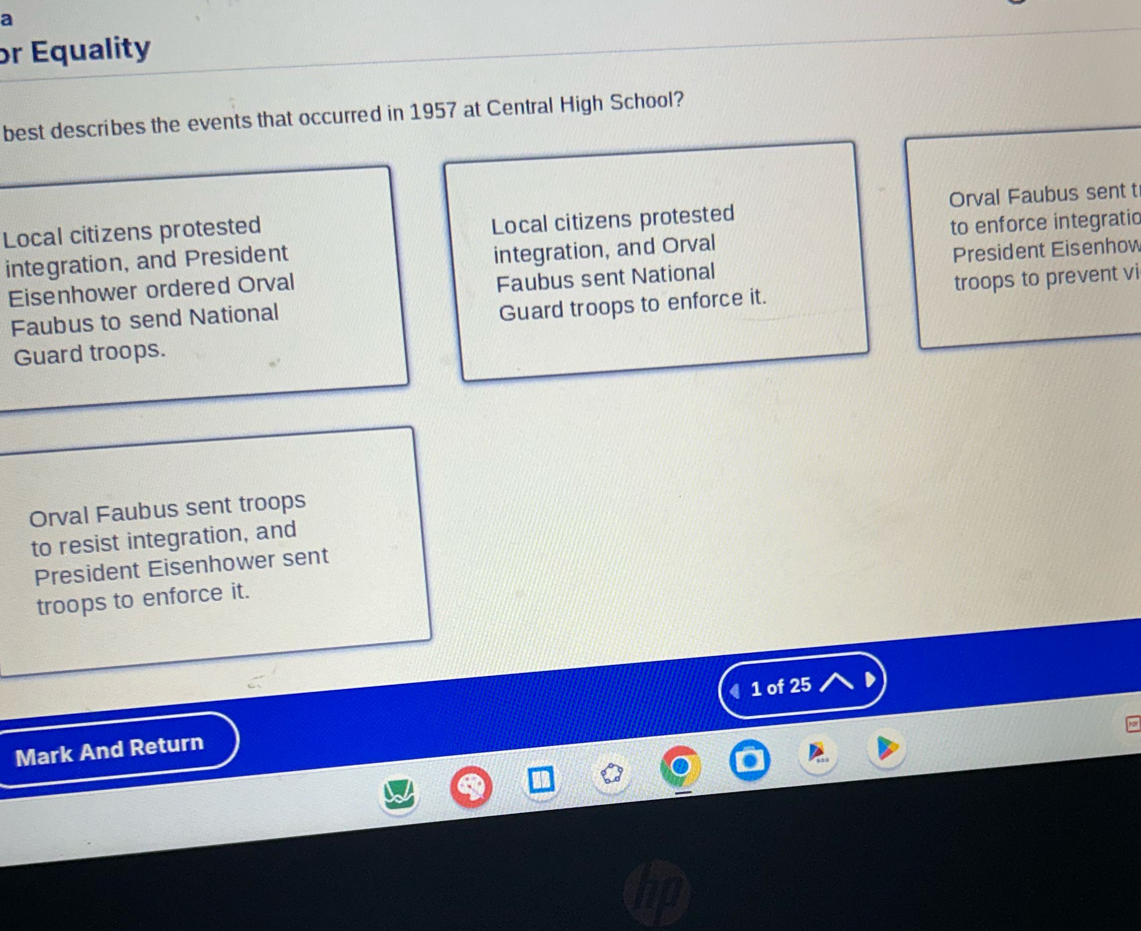 or Equality best describes the events that