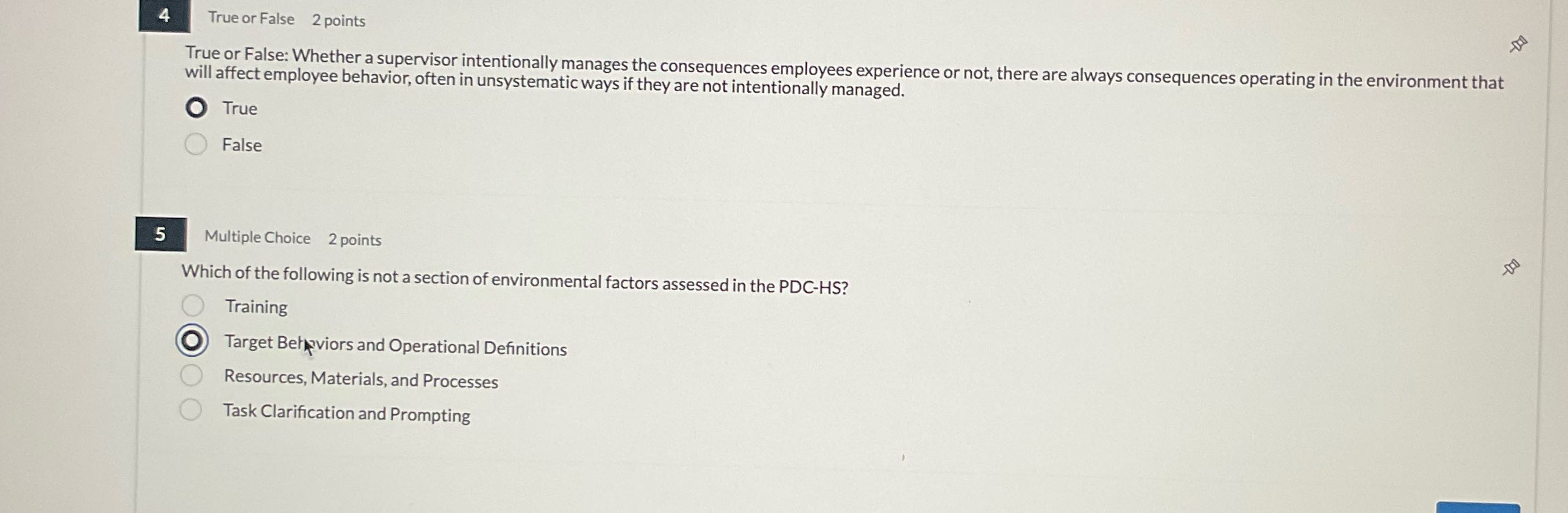 Help 4 True or False 2 points True or False: