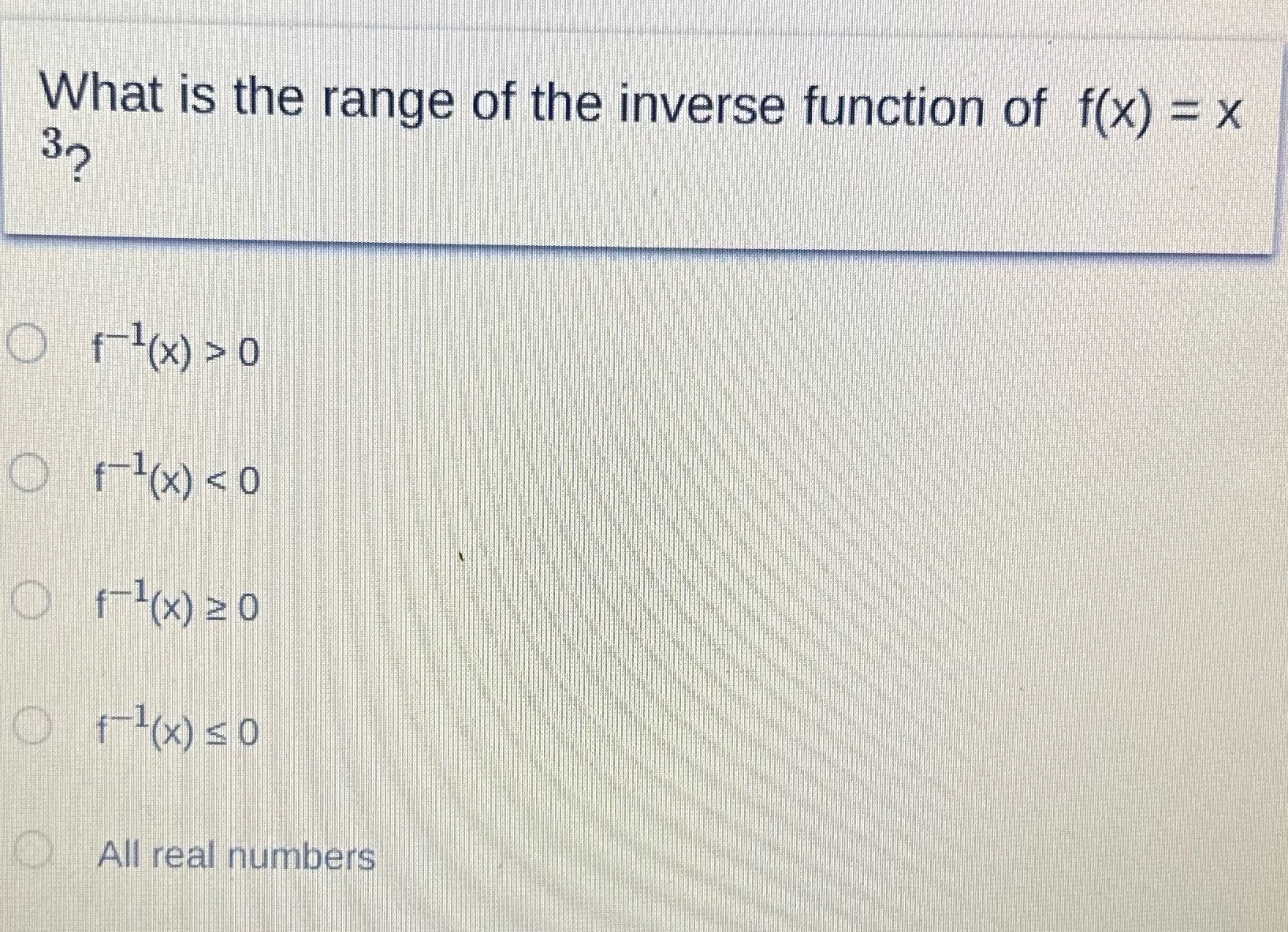 What is the range of the inverse function of f(x)