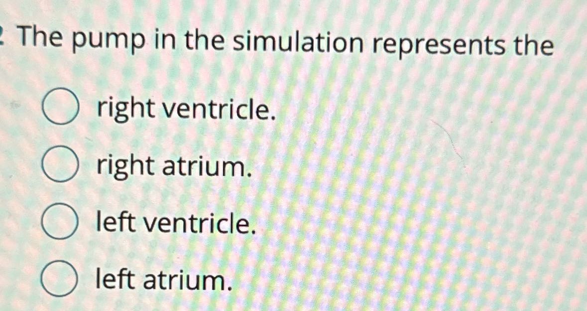 - The pump in the simulation represents the C)