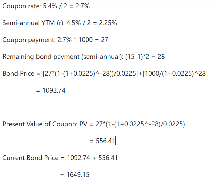 is this correct Coupon rate: 5.4% / 2 = 2.7%