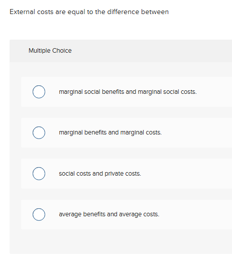 solve External costs are equal to the difference