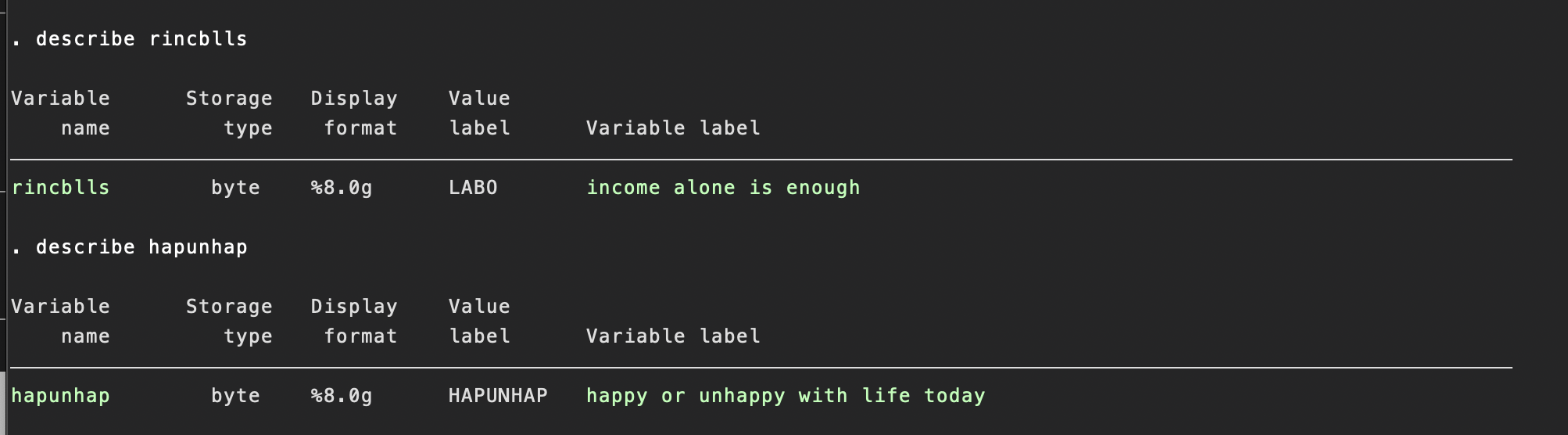 codebook rincblls rincblls income alone is enough